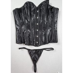 Sexy Bustier Lingerie Waist Cincher Corset With Matching Thong Womens Size Small